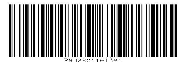 Code-128-Barcode, der "Rausschmeißer" über FNC4-Latin-1-Shifts codiert.