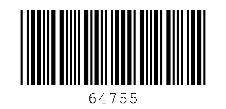 Code-barres Code 39 encodant « 64755 » avec une image plus haute et un libellé plus grand.