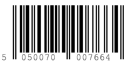 Code-barres EAN-13 encodant « 5050070007664 » avec le libellé aligné sur une même ligne de base.